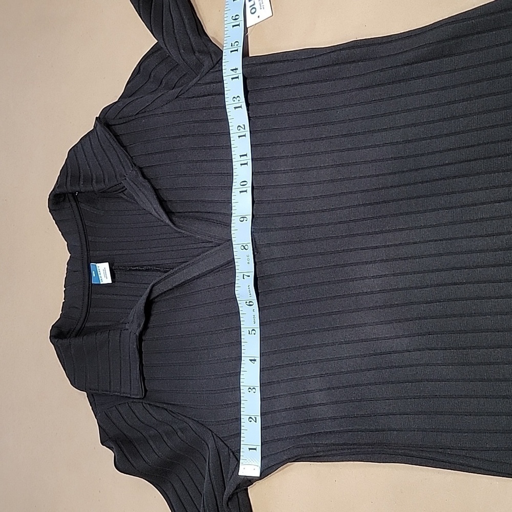 Old Navy Black Fitted Rib-Knit Polo Dress, Long Sleeve, Size XS, NEW with Tag - Picture 10 of 14